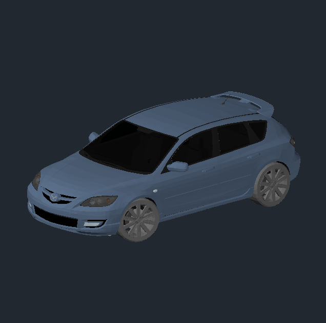 Bloque Autocad Vista de Mazda 3 en 3D